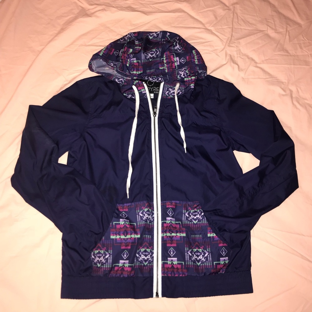 Aztec pattern purple windbreaker
